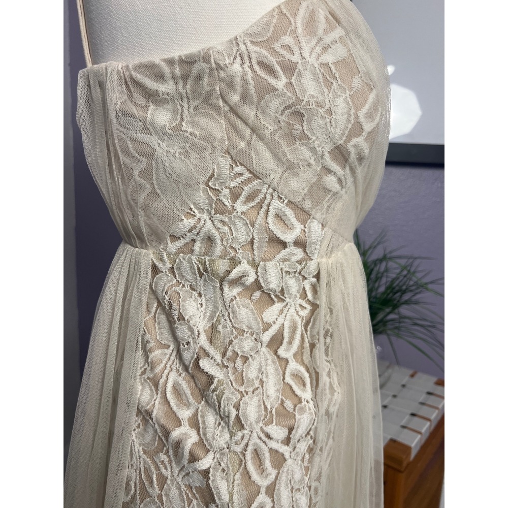 Ark & Co Ivory Lace Tulle Sweetheart Mini Dress Sz M Boho Bridal Cocktail - Picture 8 of 16